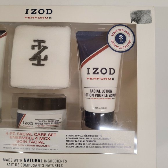IZOD Performx 4 Pc Men Facial Care Set Blue and White For Man NIB Towel Mask - Picture 4 of 6